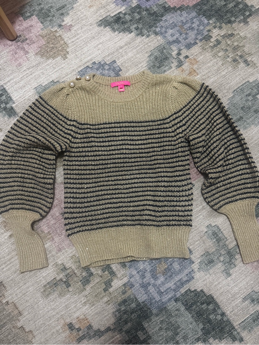 Lily Pulitzer Finney Sweater in Sand Bar Sparkle Stripe - S - NWOT